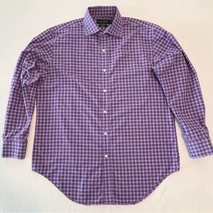 Ralph Lauren Men Purple Plaid Classic Fit Non Iron Button Up Business Shirt